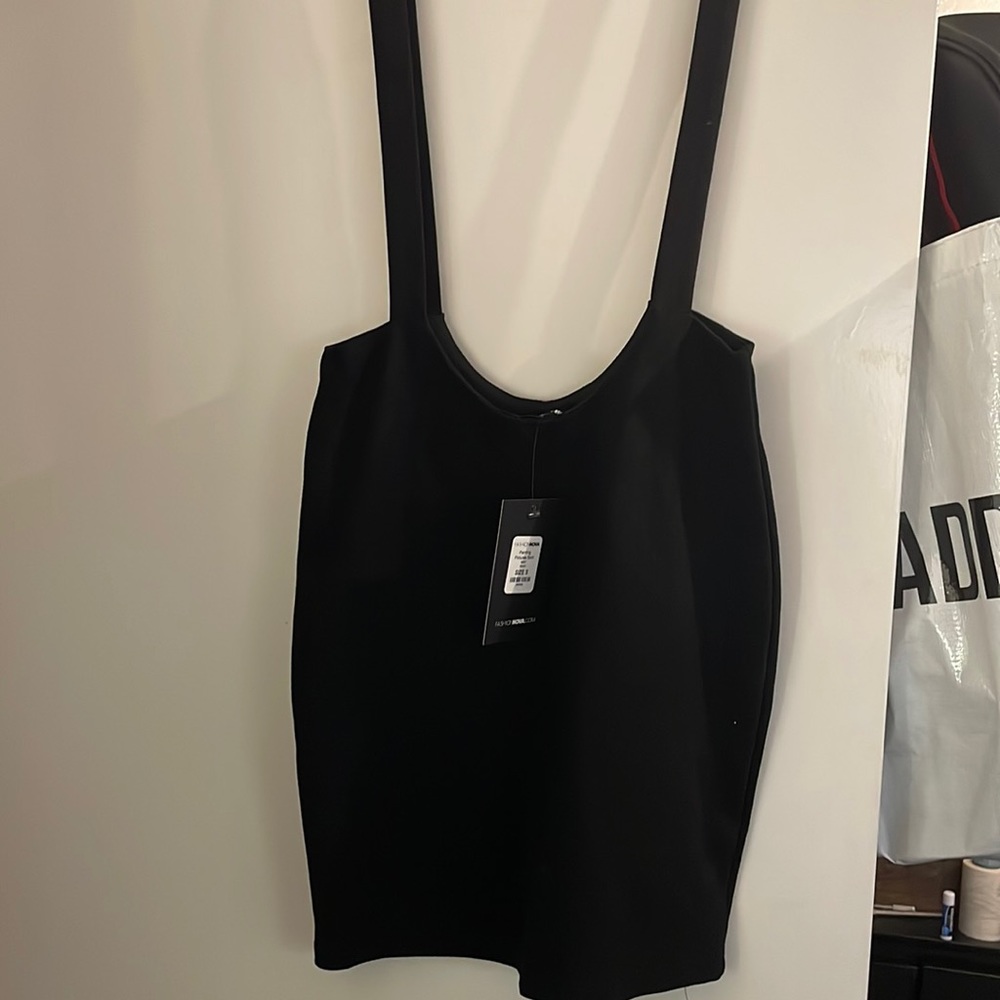 Black 90s inspired overall style mini skirt